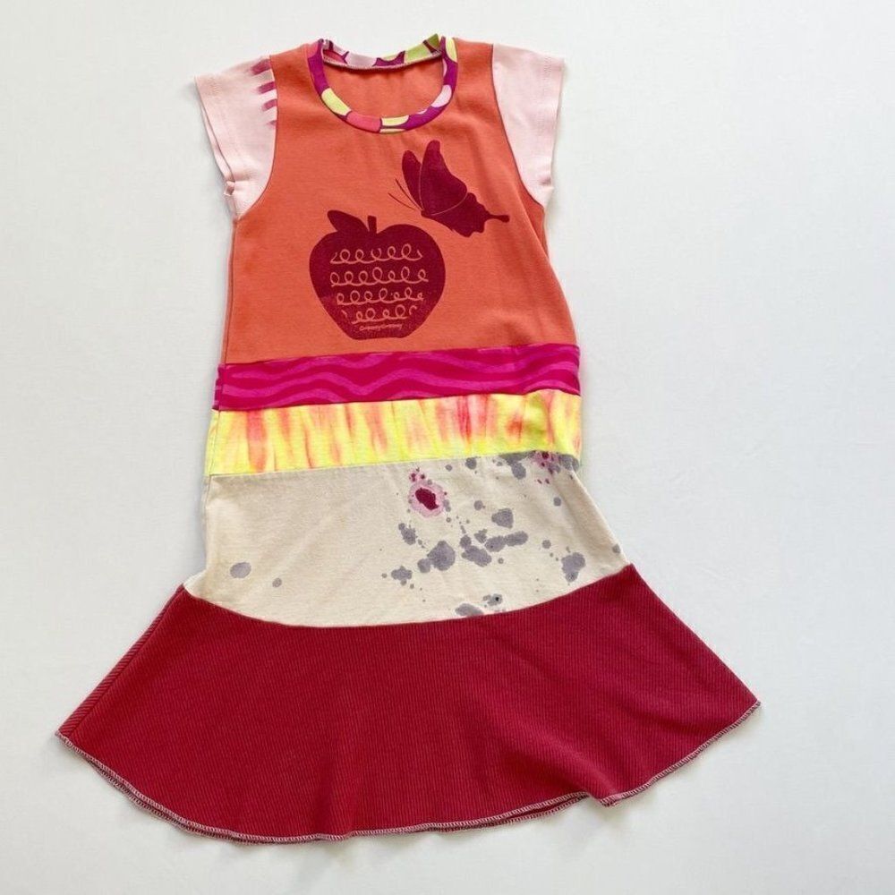 CourtneyCourtney Girls Dress 7/8 First Day of School Apple Twirly Skirt Handmade